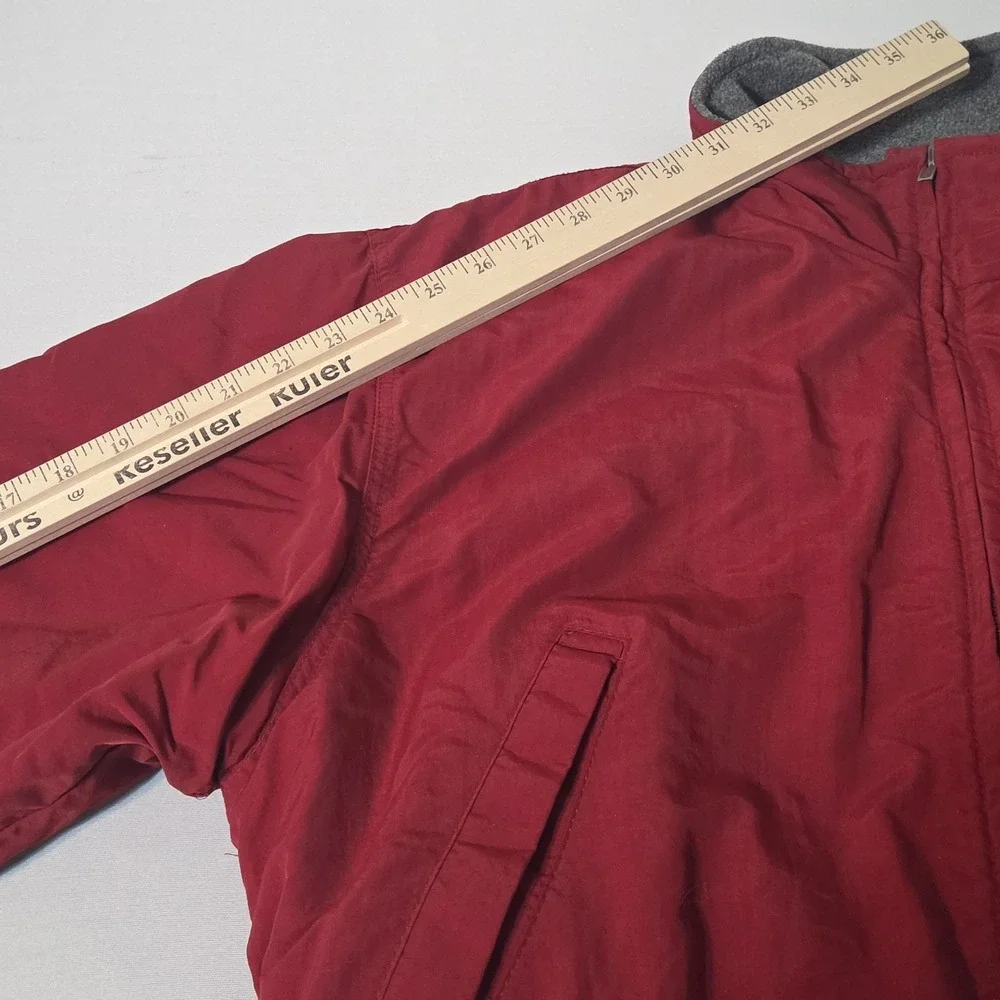 J. Crew Bomber Jacket Mens L Red Vintage Oarsman Fleece Lined USA 90s